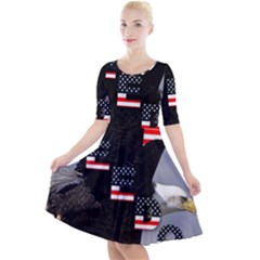 Freedom Patriotic American Usa Quarter Sleeve A-line Dress by Ravend