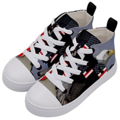 Freedom Patriotic American Usa Kids  Mid-top Canvas Sneakers by Ravend