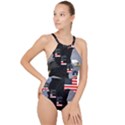 Freedom Patriotic American Usa High Neck One Piece Swimsuit View1