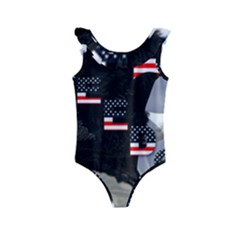 Freedom Patriotic American Usa Kids  Frill Swimsuit by Ravend