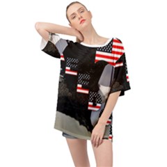 Freedom Patriotic American Usa Oversized Chiffon Top by Ravend