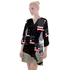 Freedom Patriotic American Usa Open Neck Shift Dress by Ravend