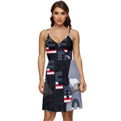 Freedom Patriotic American Usa V-neck Pocket Summer Dress  by Ravend