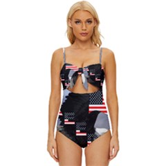 Freedom Patriotic American Usa Knot Front One-piece Swimsuit by Ravend