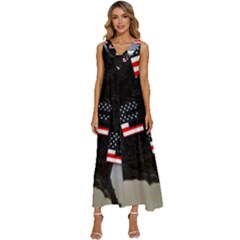 Freedom Patriotic American Usa V-neck Sleeveless Loose Fit Overalls by Ravend