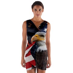 Fourth Of July Independence Day Usa American Pride Wrap Front Bodycon Dress by Ravend