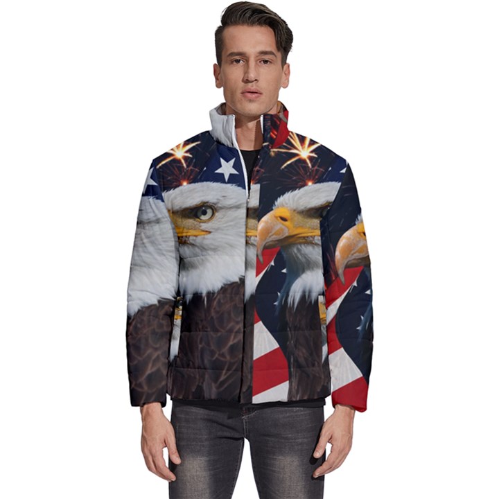 Fourth Of July Independence Day Usa American Pride Men s Puffer Bubble Jacket Coat