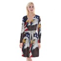 Fourth Of July Independence Day Usa American Pride Long Sleeve Velvet Front Wrap Dress View1