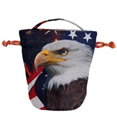 Fourth Of July Independence Day Usa American Pride Drawstring Bucket Bag by Ravend