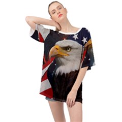 Fourth Of July Independence Day Usa American Pride Oversized Chiffon Top