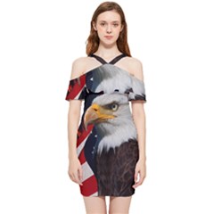 Fourth Of July Independence Day Usa American Pride Shoulder Frill Bodycon Summer Dress by Ravend