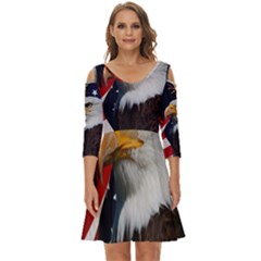 Fourth Of July Independence Day Usa American Pride Shoulder Cut Out Zip Up Dress by Ravend