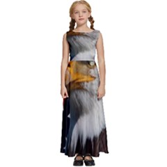 Fourth Of July Independence Day Usa American Pride Kids  Satin Sleeveless Maxi Dress by Ravend