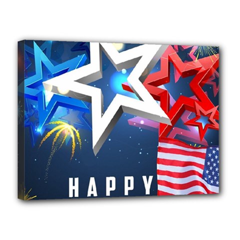 4th Of July Happy Usa Independence Day Canvas 16  X 12  (stretched) by Ravend