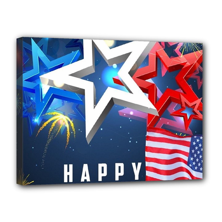 4th Of July Happy Usa Independence Day Canvas 16  x 12  (Stretched)