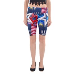 4th Of July Happy Usa Independence Day Yoga Cropped Leggings by Ravend