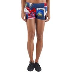 4th Of July Happy Usa Independence Day Yoga Shorts by Ravend