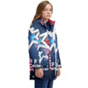 4th Of July Happy Usa Independence Day Kids  Hooded Longline Puffer Jacket View2