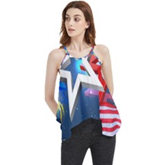 4th Of July Happy Usa Independence Day Flowy Camisole Tank Top by Ravend