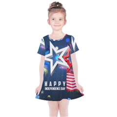 4th Of July Happy Usa Independence Day Kids  Simple Cotton Dress by Ravend