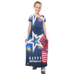 4th Of July Happy Usa Independence Day Kids  Short Sleeve Maxi Dress by Ravend