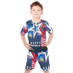 4th Of July Happy Usa Independence Day Kids  Tee And Shorts Set by Ravend