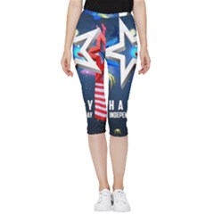 4th Of July Happy Usa Independence Day Inside Out Lightweight Velour Capri Leggings  by Ravend