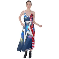 4th Of July Happy Usa Independence Day Tie Back Maxi Dress by Ravend