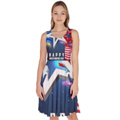 4th Of July Happy Usa Independence Day Knee Length Skater Dress With Pockets by Ravend