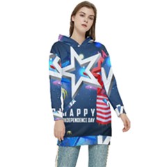 4th Of July Happy Usa Independence Day Women s Long Oversized Pullover Hoodie by Ravend