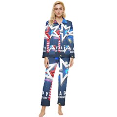 4th Of July Happy Usa Independence Day Womens  Long Sleeve Velvet Pocket Pajamas Set by Ravend