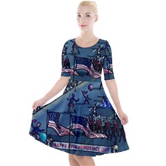 July 4th Parade Independence Day Quarter Sleeve A-line Dress by Ravend