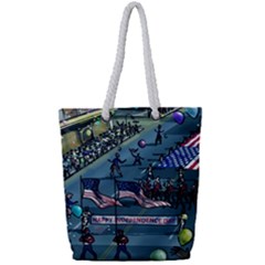 July 4th Parade Independence Day Full Print Rope Handle Tote (small) by Ravend