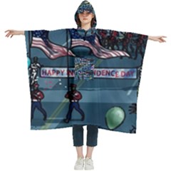 July 4th Parade Independence Day Women s Hooded Rain Ponchos by Ravend