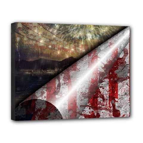 Independence Day Background Abstract Grunge American Flag Canvas 14  X 11  (stretched) by Ravend