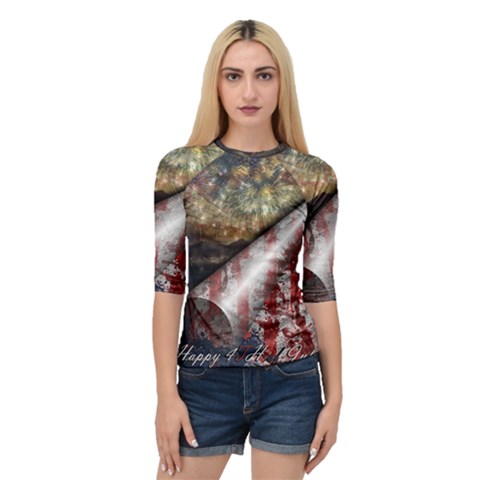 Independence Day Background Abstract Grunge American Flag Quarter Sleeve Raglan Tee by Ravend