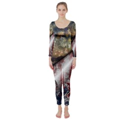 Independence Day Background Abstract Grunge American Flag Long Sleeve Catsuit by Ravend