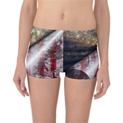 Independence Day Background Abstract Grunge American Flag Boyleg Bikini Bottoms by Ravend