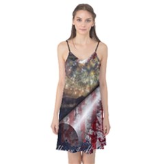 Independence Day Background Abstract Grunge American Flag Camis Nightgown  by Ravend