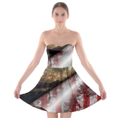 Independence Day Background Abstract Grunge American Flag Strapless Bra Top Dress by Ravend