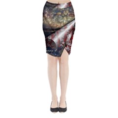 Independence Day Background Abstract Grunge American Flag Midi Wrap Pencil Skirt by Ravend