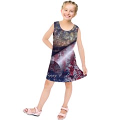 Independence Day Background Abstract Grunge American Flag Kids  Tunic Dress by Ravend