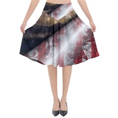 Independence Day Background Abstract Grunge American Flag Flared Midi Skirt by Ravend