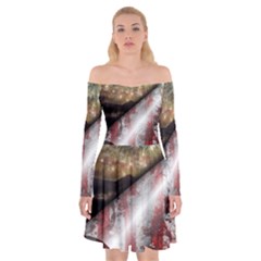 Independence Day Background Abstract Grunge American Flag Off Shoulder Skater Dress by Ravend