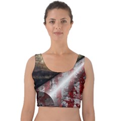 Independence Day Background Abstract Grunge American Flag Velvet Crop Top by Ravend