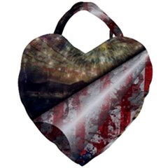 Independence Day Background Abstract Grunge American Flag Giant Heart Shaped Tote by Ravend