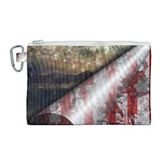 Independence Day Background Abstract Grunge American Flag Canvas Cosmetic Bag (large) by Ravend