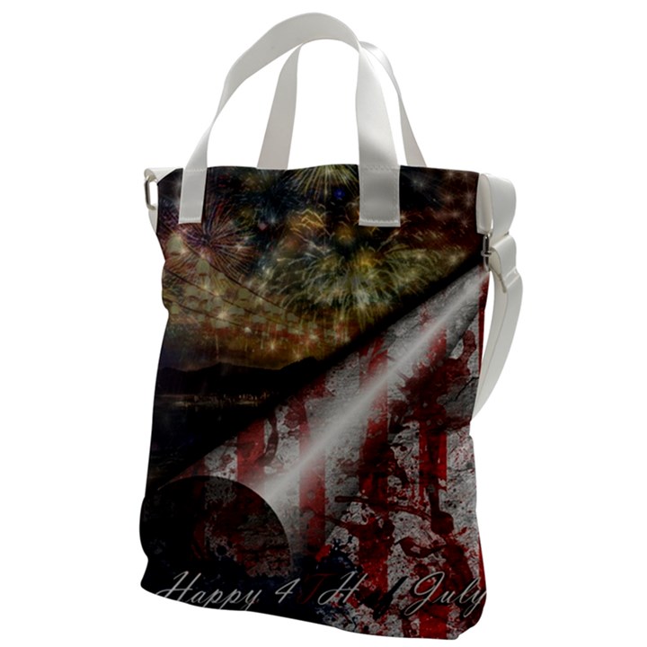 Independence Day Background Abstract Grunge American Flag Canvas Messenger Bag