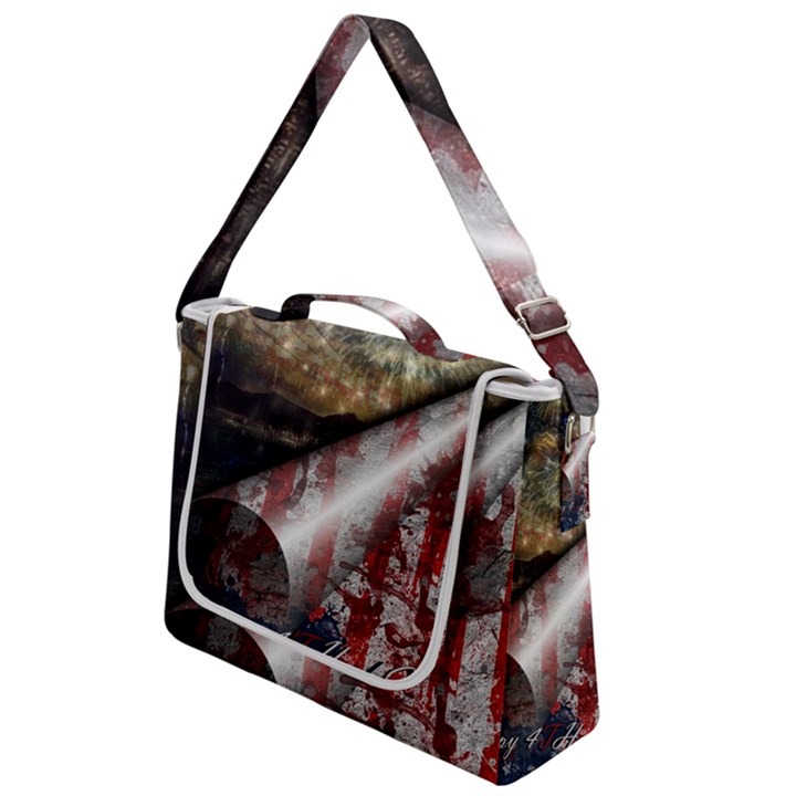 Independence Day Background Abstract Grunge American Flag Box Up Messenger Bag