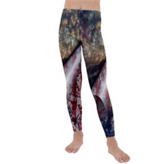 Independence Day Background Abstract Grunge American Flag Kids  Lightweight Velour Leggings by Ravend